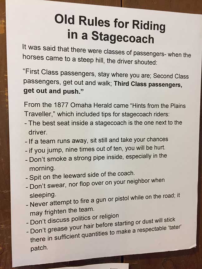 photo of stagecoach rules